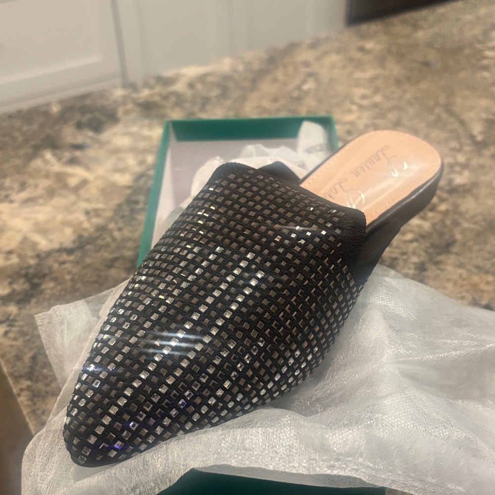 Lauren Lorraine Black Woven Crystal Mule